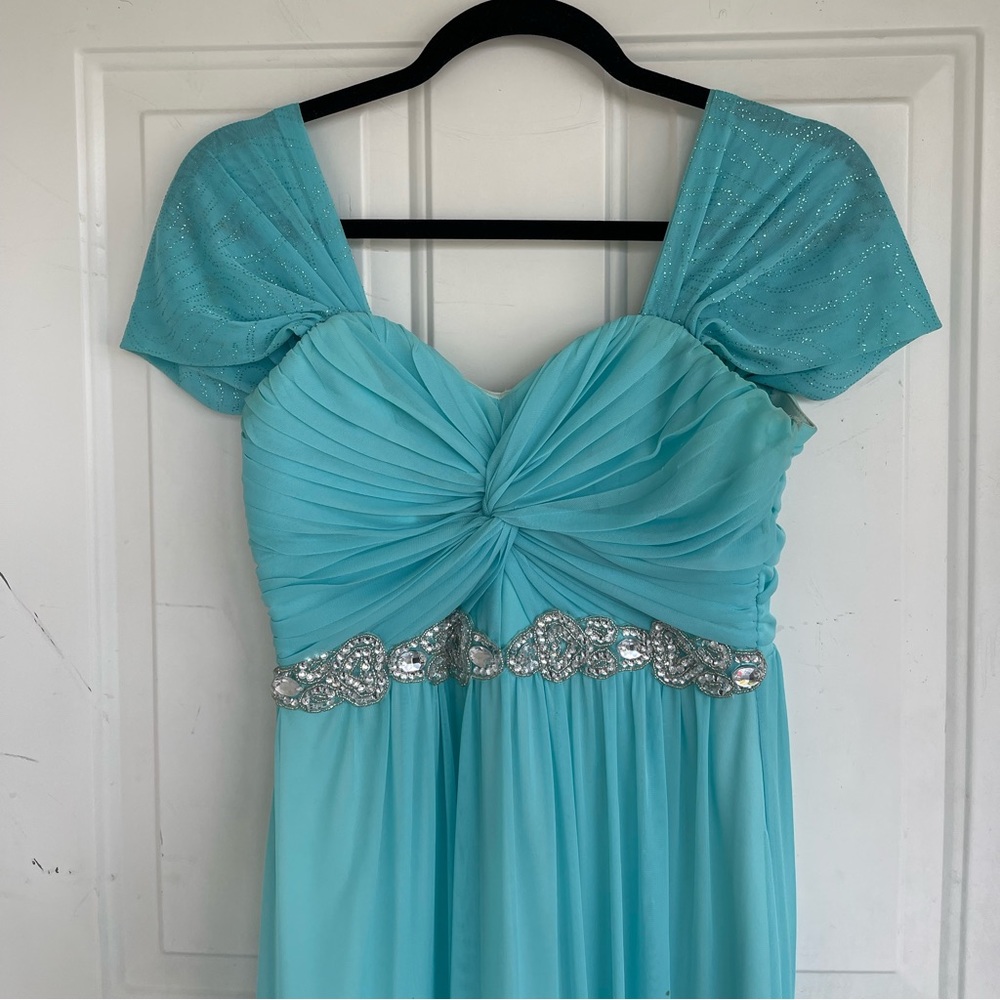 Baby blue sparkly bridesmaids maxi dress - Picture 5 of 16